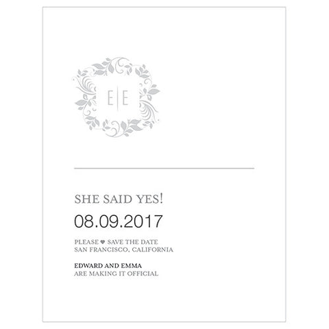 Monogram Simplicity Save The Date Card - Botanical Wreath