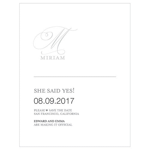 Monogram Simplicity Save The Date Card - Elegant