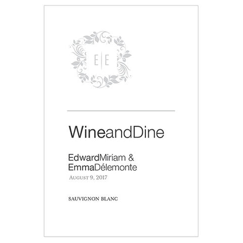 Monogram Simplicity Wine Label - Botanical Wreath