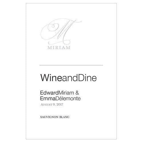 Monogram Simplicity Wine Label - Elegant