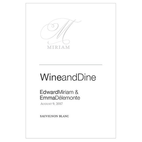 Monogram Simplicity Wine Label - Elegant