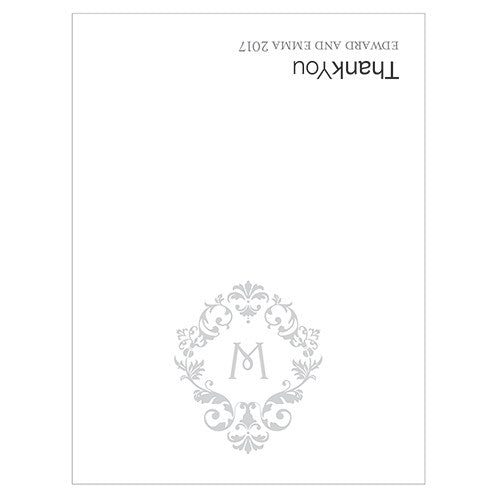 Monogram Simplicity Place Card With Fold - Classic Filigree