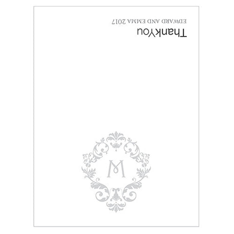Monogram Simplicity Place Card With Fold - Classic Filigree