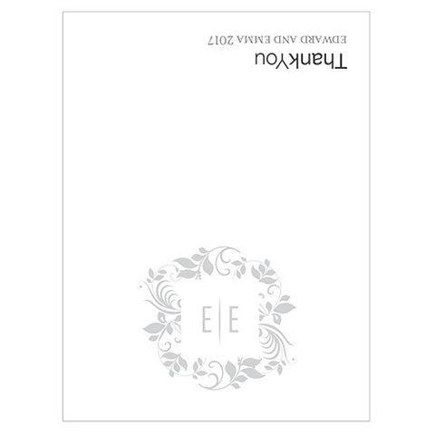 Monogram Simplicity Place Card With Fold - Botanical Wreath