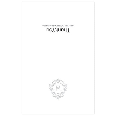 Monogram Simplicity Thank You Card With Fold - Classic Filigree