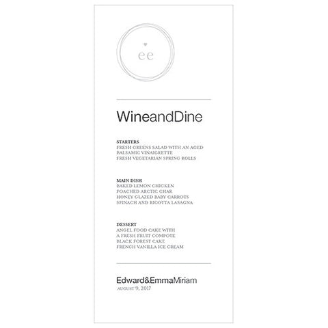 Monogram Simplicity Menu Card - Modern