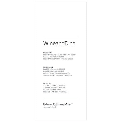 Monogram Simplicity Menu Card - Open Area for Embossing-Stamping