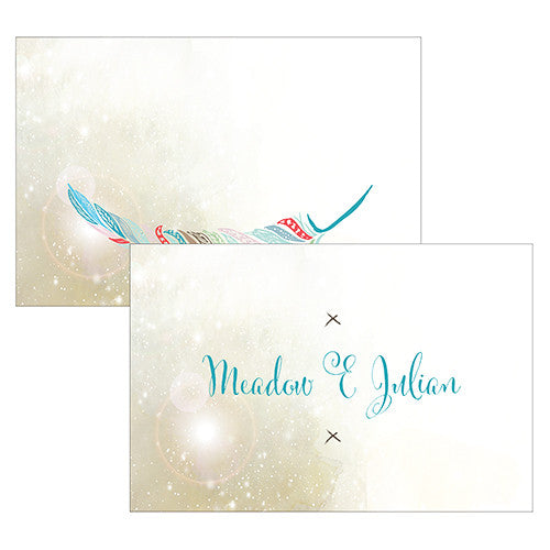 Feather Whimsy Names Large Rectangular Card Purple