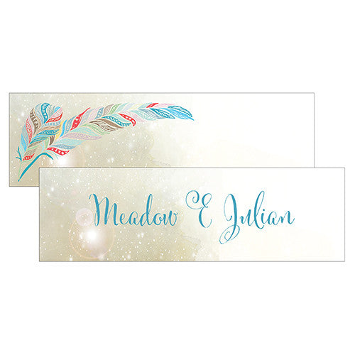 Feather Whimsy Small Rectangular Favor Tag Purple
