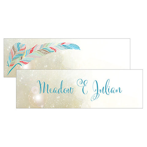 Feather Whimsy Small Rectangular Favor Tag Purple
