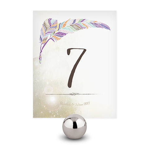 Feather Whimsy Table Numbers Numbers 1-12 Purple