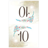 Feather Whimsy Folded Table Numbers Numbers 1-12 Purple
