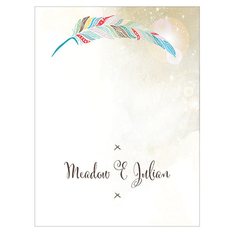 Feather Whimsy Place Card With Fold Purple