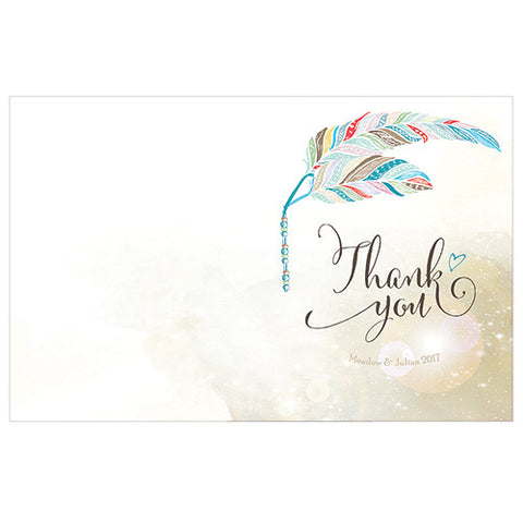 Feather Whimsy Thank You Card With Fold Purple