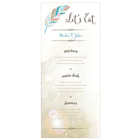 Feather Whimsy Menu Card Purple