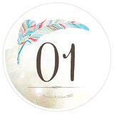 Feather Whimsy Round Table Numbers Numbers 1-12 Purple