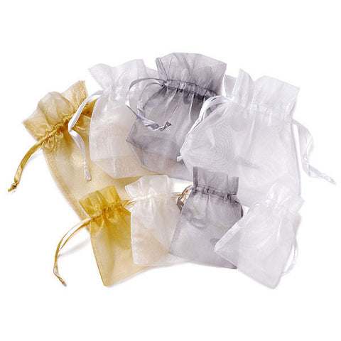 Organza Fabric Drawstring Bag -Large Ivory