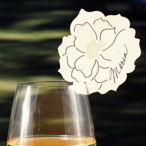Laser Expressions Peony Die Cut Card White