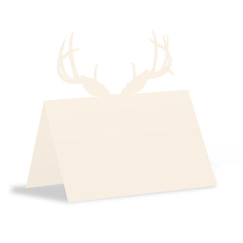 Laser Expressions Deer Antlers Folded Place Card White