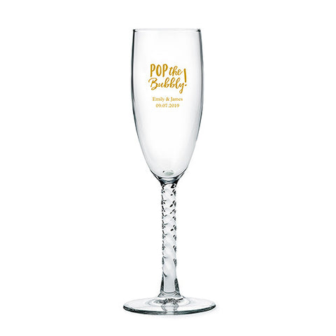 Twisted Stem Champagne Glasses - Personalized