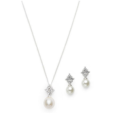 Pearl Drop Pendant & Earrings Set With Gift Box