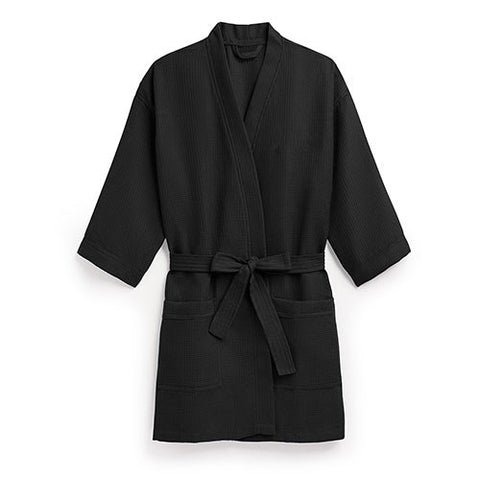 Waffle Kimono Robe - Black