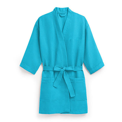 Waffle Kimono Robe - Turquoise - Blue
