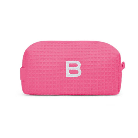 Small Cotton Waffle Cosmetic Bag - Hot Pink
