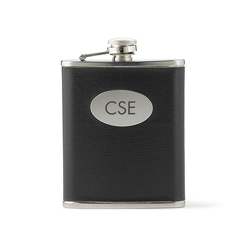 Engraved Black and Silver Men's Hip Flask