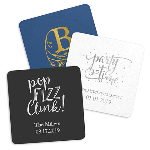 Personalized Paper Coasters - Square Black