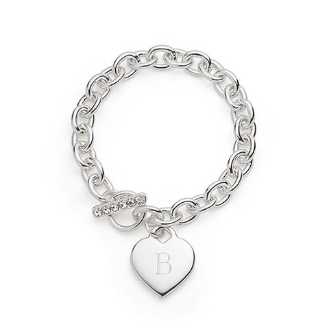 Silver Plated Heart Link Bracelet