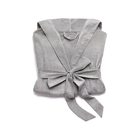 Saturday Hooded Lounge Robe - Gray With White Stitching Large - X-Large