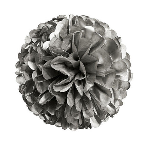 Small Metallic Paper Pom Pom - Silver
