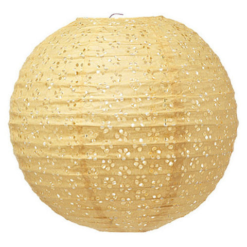 Large Eyelet Paper Lantern - Apricot