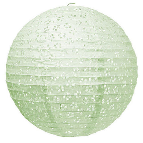 Large Eyelet Paper Lantern - Pale Green