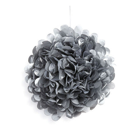 Mini Metallic Paper Pom Pom - Silver