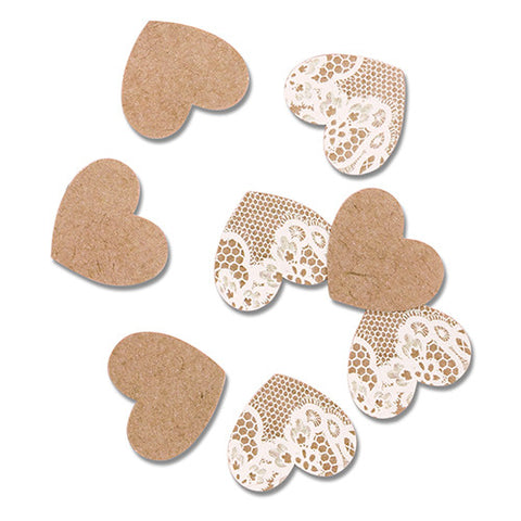 Kraft Paper with Lace Heart Confetti