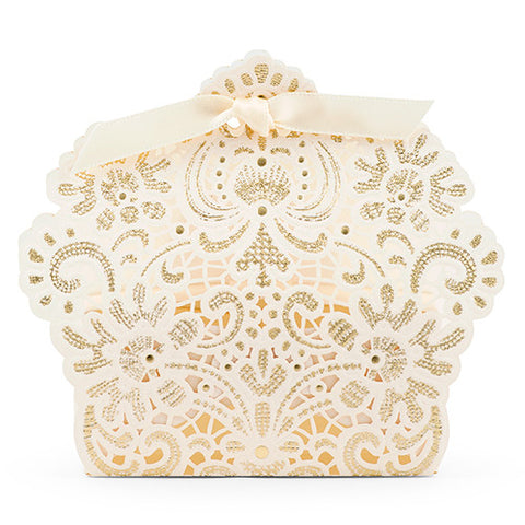 Luscious Foil Lace Favor Box with Ribbon