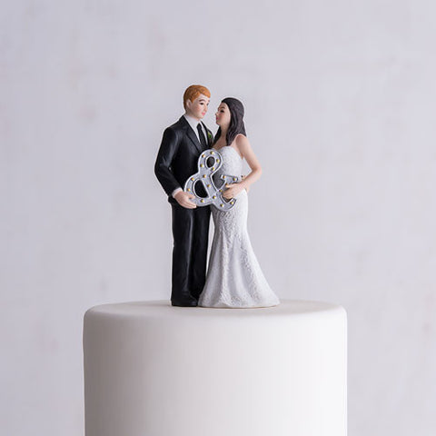 Mr. & Mrs. Porcelain Figurine Wedding Cake Topper With Ampersand