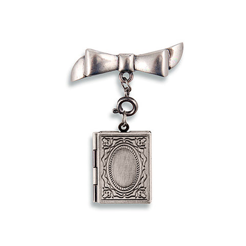 Vintage Book Locket - Antique Silver