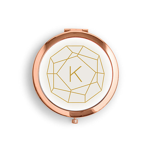 Designer Compact Mirror - Gem Stone Print Silver Royal Blue