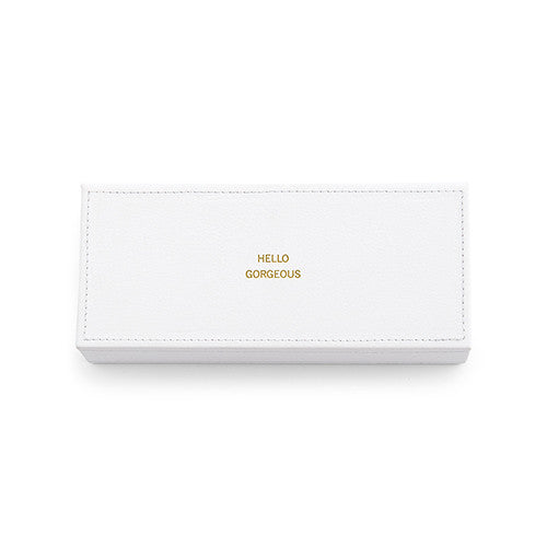 Vegan Leather Jewelry Box - Hello Gorgeous Emboss White