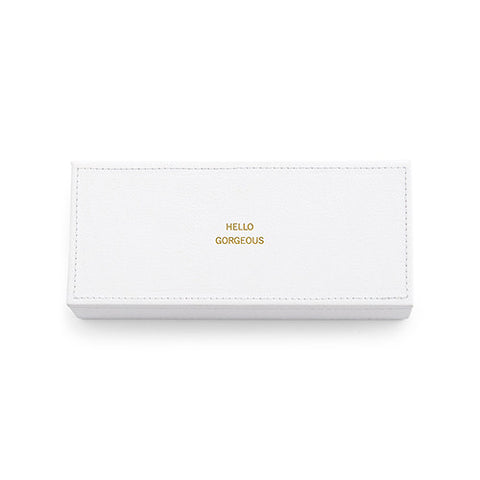 Vegan Leather Jewelry Box - Hello Gorgeous Emboss White
