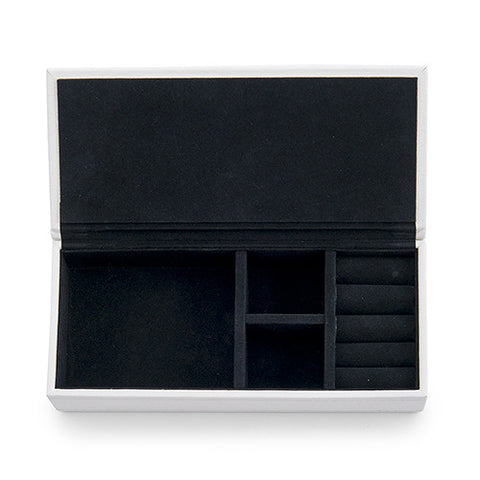 Vegan Leather Jewelry Box - White with Black