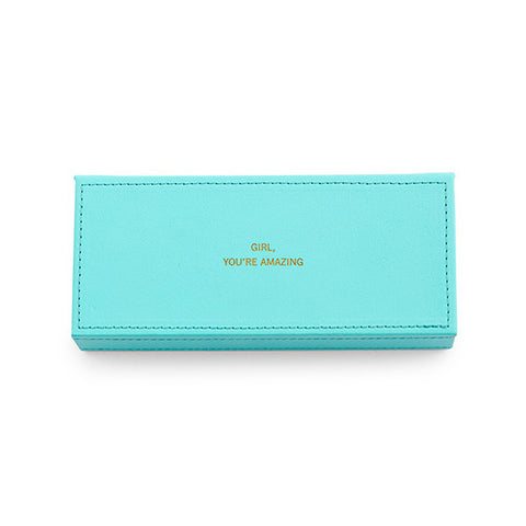 Vegan Leather Jewelry Box - You're Amazing Emboss Black