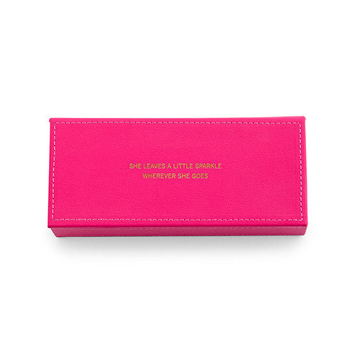 Vegan Leather Jewelry Box - Little Sparkle Emboss Fuchsia
