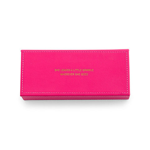 Vegan Leather Jewelry Box - Little Sparkle Emboss Fuchsia