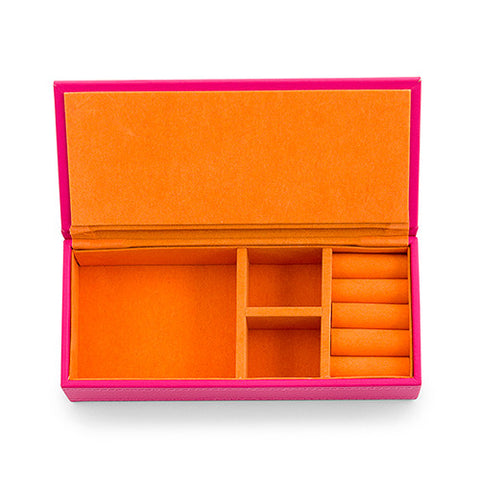 Vegan Leather Jewelry Box - Pink with Orange