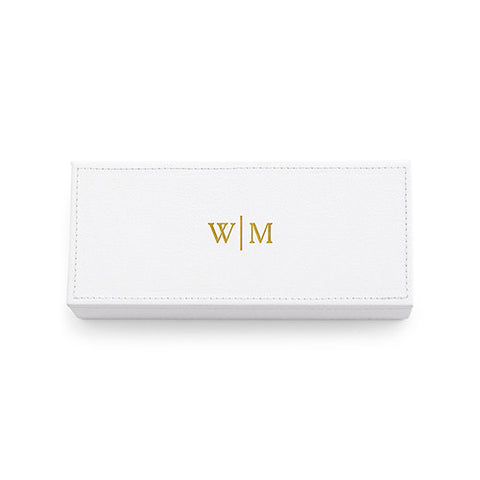 Vegan Leather Jewelry Box - Line Monogram Emboss Sea Blue