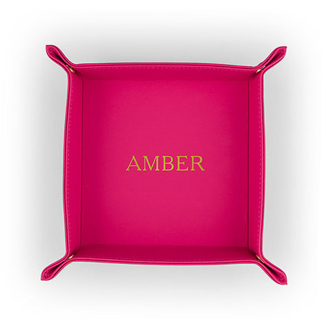 Vegan Leather Jewelry Tray - Custom Emboss Medium Black